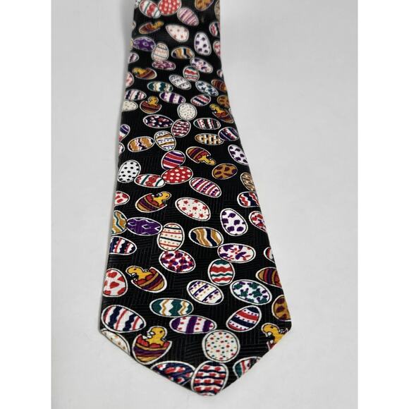 Pinnacle Men's Skinny Tie Easter Egg Print ~ 50" Long ~ 2.5" Wide RARE & UNIQUE - Picture 1 of 6